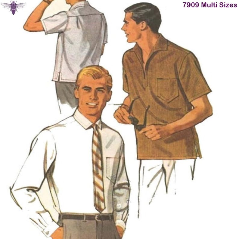 1960s Sewing Patterns | 1970s Sewing Patterns     Vintage 1960s Sewing Pattern: Mens Pullover Shirt - Chest 42- 44