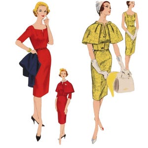 Vintage 1960&#39;s Sewing Pattern:  Vogue Midi Dress & Capelet - Bust 34” (86cm)