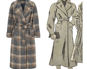 PDF - Vintage jaren 1930 naaipatroon: Swagger, trenchcoat - Buste 36" (91cm) - Direct thuis afdrukken