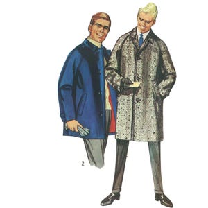PDF - Patrón de costura vintage de los años 60 para hombre Mod Coat Overcoat - Pecho: 40" (101,6 cm) - Impresión instantánea en casa