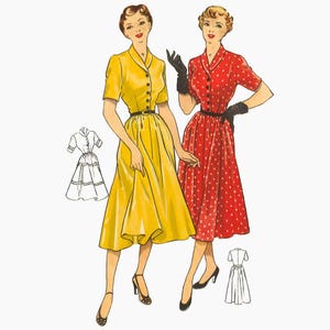 Molde de costura vintage dos anos 1940/50: Dois lindos vestidos de chá - Vários tamanhos