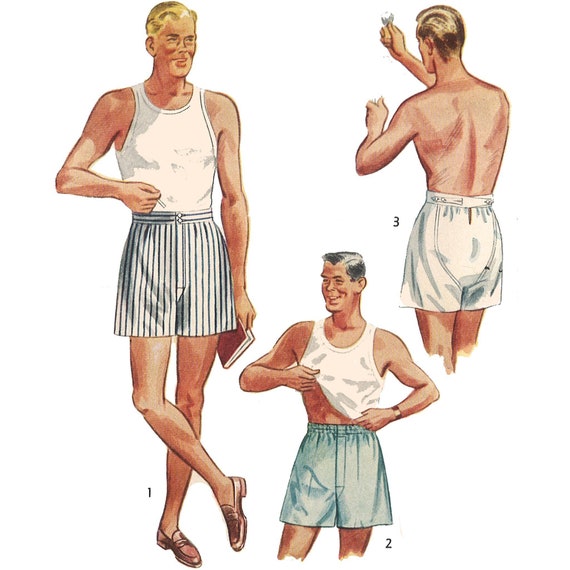 Buy Vintage 1950s Sewing Pattern: Men's Shorts Boxer Shorts, Underwear  Multi-sizes Online in India 