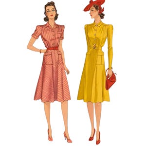 PDF - Vintage 1940&#39;s Schnittmuster: Maßgeschneidertes Kleid - Oberweite 86.5 cm - Download