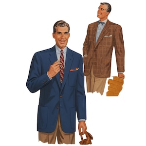 Vintage 1950&#39;s Sewing Pattern: Men&#39;s Sports Jacket /  Blazer - Chest 38” (97cm)