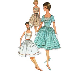 PDF - Vintage 1960s Pattern – One-piece Dress & Scarf , Cottage-core - Instantly Print at Home