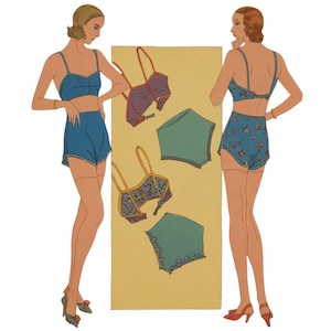 Vintage dames bh en slipje uit de jaren 30 - buste: 40&quot; (101,6 cm)