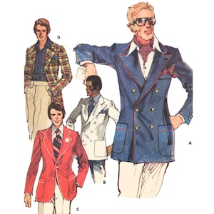 1970s Pattern, Men's Double Breasted Blazer, 4 Styles - Mult-Sizes