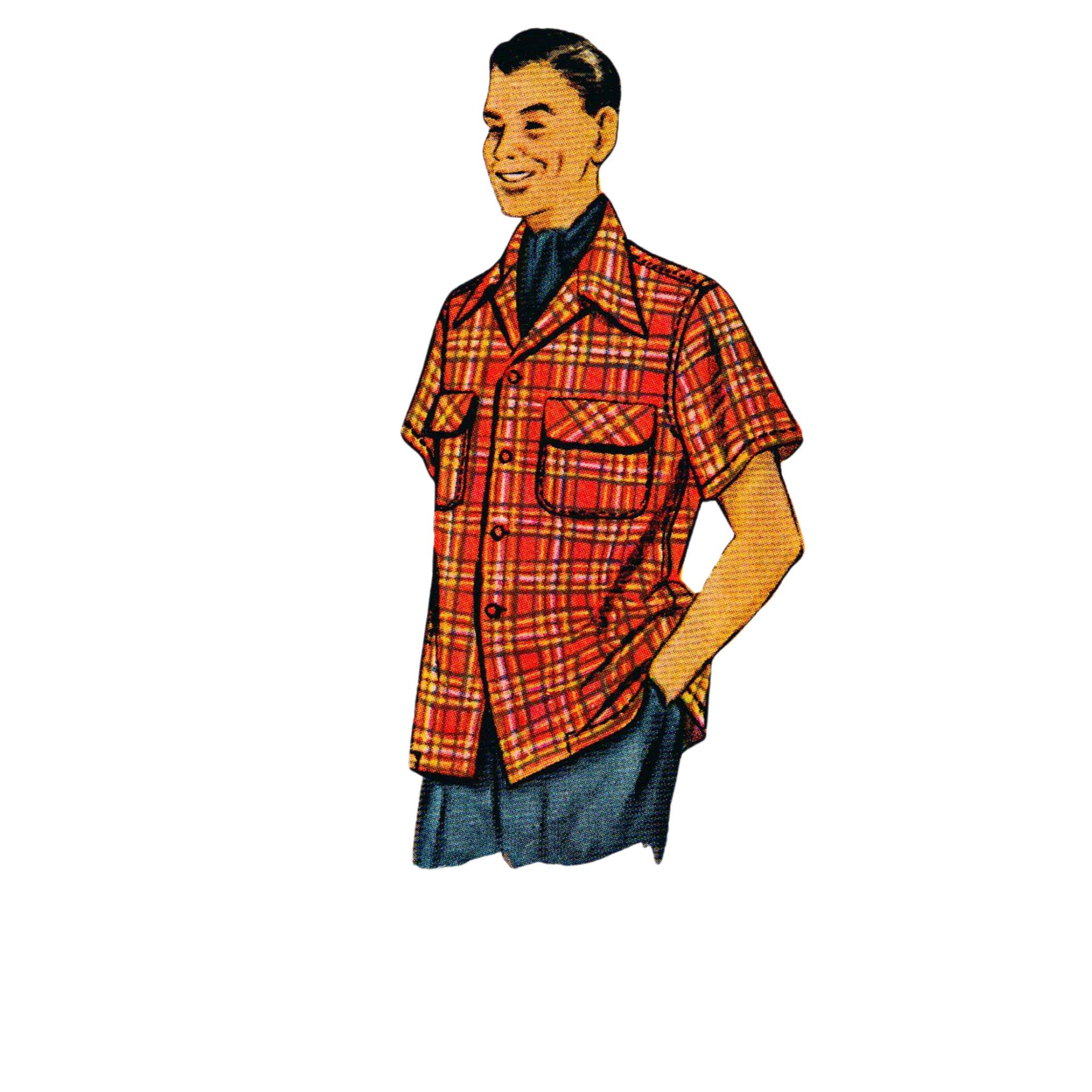 Vintage 1950s Sewing Pattern, Men's Shirt - Chest: 38” - 40” (96cm