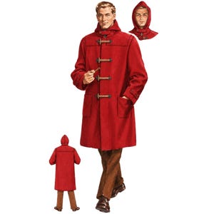 PDF - 1940s Men's Duffle Coat Sewing Pattern with Hood: Chest 38”(97cm) - Download