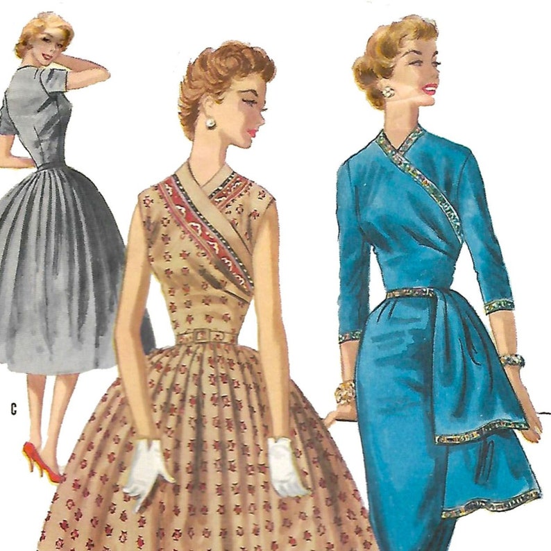 Vintage 1950s Sewing Pattern 'Monica' Dress, Three Styles, Sash Bust 36 91.4cm image 5