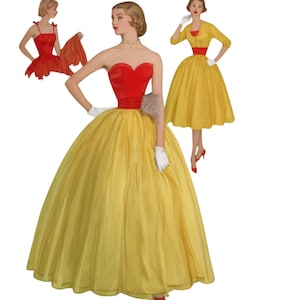 Vintage 1950&#39;s Sewing Pattern: Evening Skirt Bodice Dress & Bolero - Bust 33” (83.8cm)