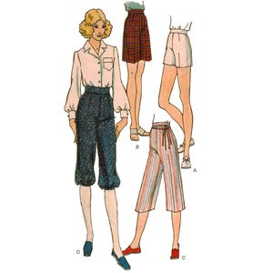Nähschnittmuster aus den 1950er Jahren, Gaucho-Hosen und -Shorts - Bundweite 29" (74 cm)