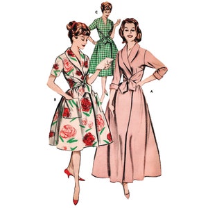 PDF - Vintage Vintage 1950s Sewing Pattern, Housecoat - Bust: 34” (86cm) - Download