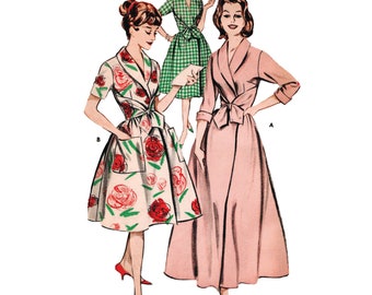 PDF - Vintage Vintage 1950s Sewing Pattern, Housecoat - Bust: 34” (86cm) - Download