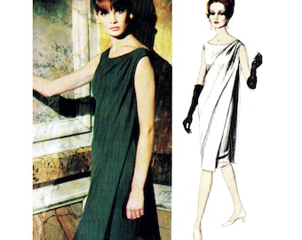 PDF - Vintage 1960s Sewing Pattern, Draped Evening Dress - Bust: 34” (86cm) - Download