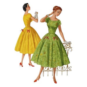 PDF - 1950&#39;s Sewing Pattern Rockabilly Fit and Flare Dress - Bust 32&quot; (81.3cm) - Instantly Print at Home