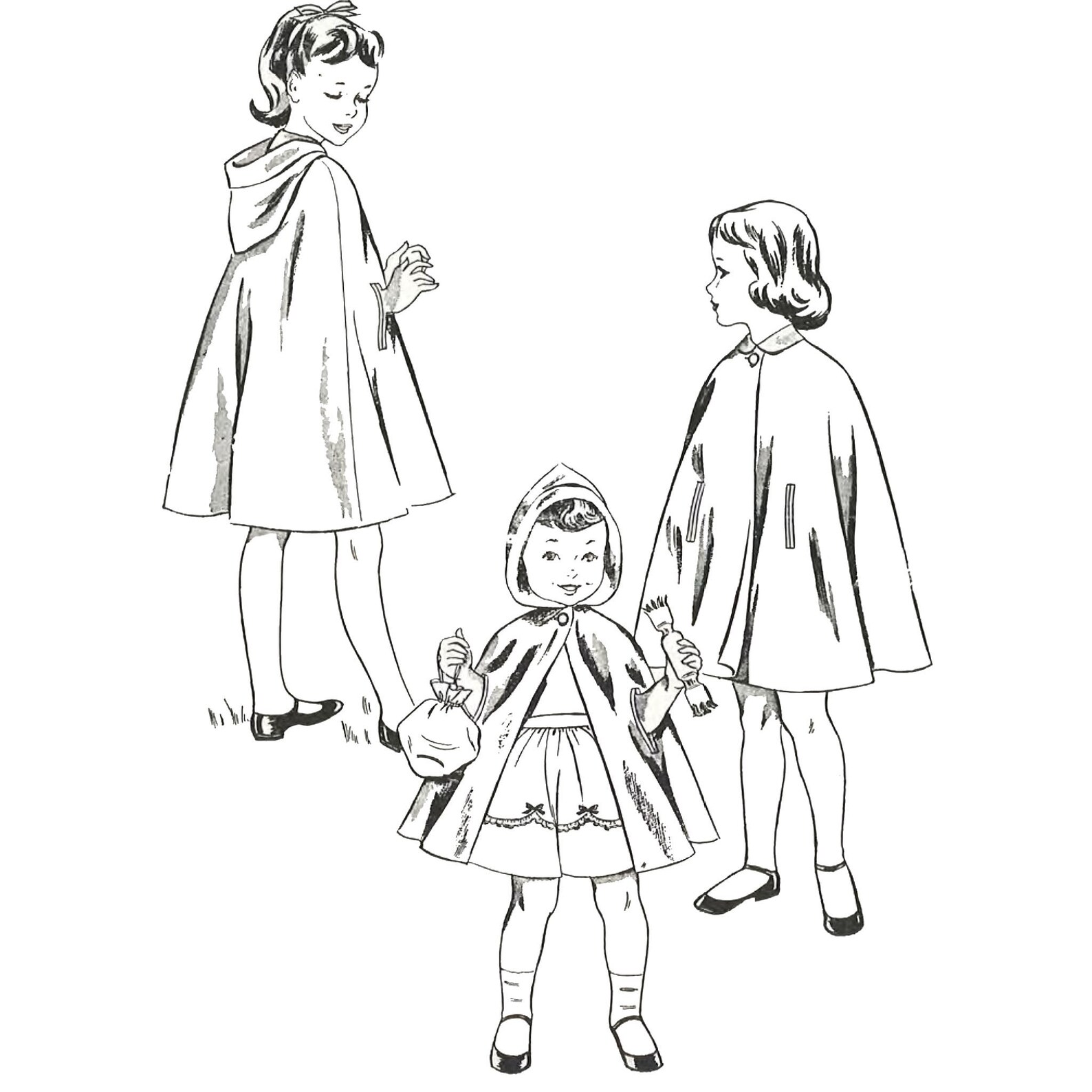 Vintage 1950's Sewing Pattern Child's Cape Little Red Riding Hood ...
