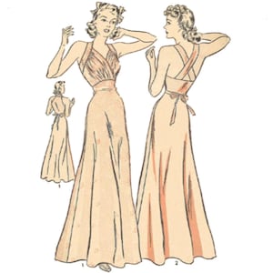 PDF - Vintage 1930's Sewing Pattern: Night Gown, Lingerie, Pinup - Bust 30" (76.2 cm) - Instantly Print at Home