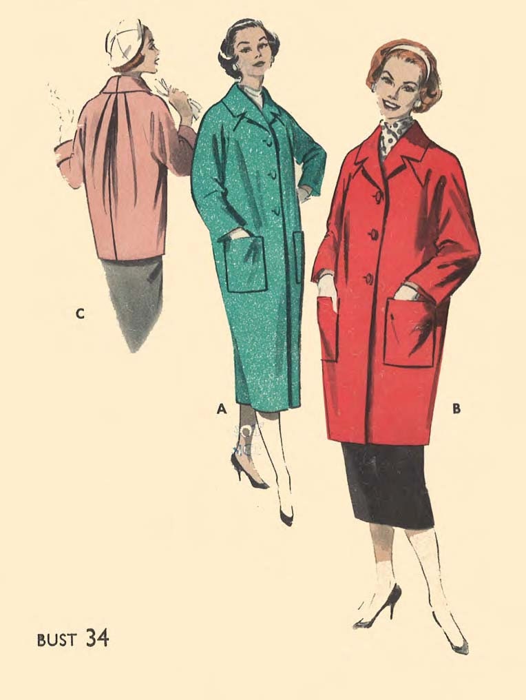 Vintage 1950's Sewing Pattern: Quick & Easy Coat Bust | Etsy