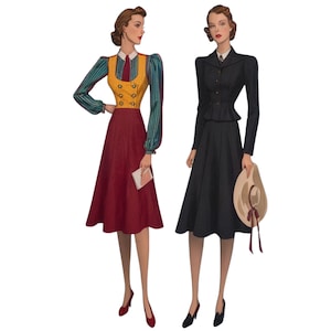 PDF - Vintage 1930&#39;s Vintage Sewing Pattern: WWII Women&#39;s Suit - Bust 30&quot; (76.2cm) - Download