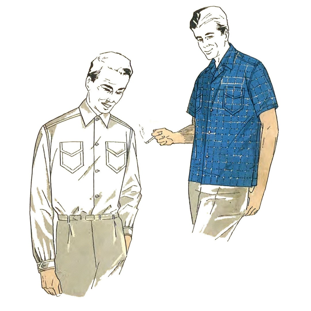 Vintage 1950's 1960s Sewing Pattern: Men's Shirt With - Etsy