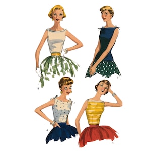 Vintage 1950s Pattern – &#39;Easy&#39; to Make&#39; Summer Blouses, Tops, Various Necklines - Bust 32” (81.3cm)
