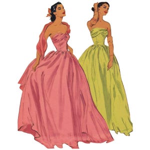 Vintage 1950&#39;s Sewing Pattern: Ball Gown Prom Dress Bridal Gown - Bust 32” (81cm)