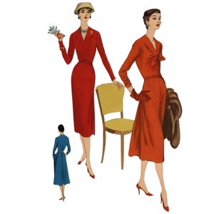 Vintage 1950&#39;s Sewing Pattern: Slim Fitting Dress with Back Pleats - Bust 40”/ 102cm