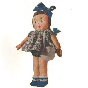 Patrón de costura vintage de los años 40: Make Do and Mend Muñeca de trapo, carro y ropa - Tamaño 21 "/ 53 cm