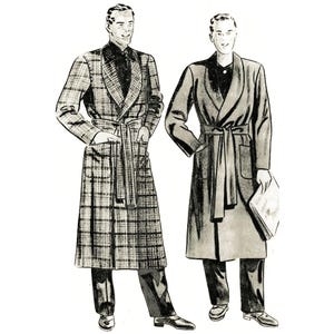 Vintage 1940 Schnittmuster: Debonair Herren Hausmantel, Robe - Brustumfang 106,7 cm - 111,8 cm Bild 1