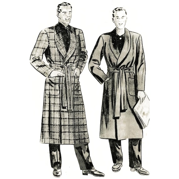 Vintage 1940's Sewing Pattern: Debonair Men's Dressing Gown, Robe - Chest 42" – 44” (106.7cm – 111.8cm)