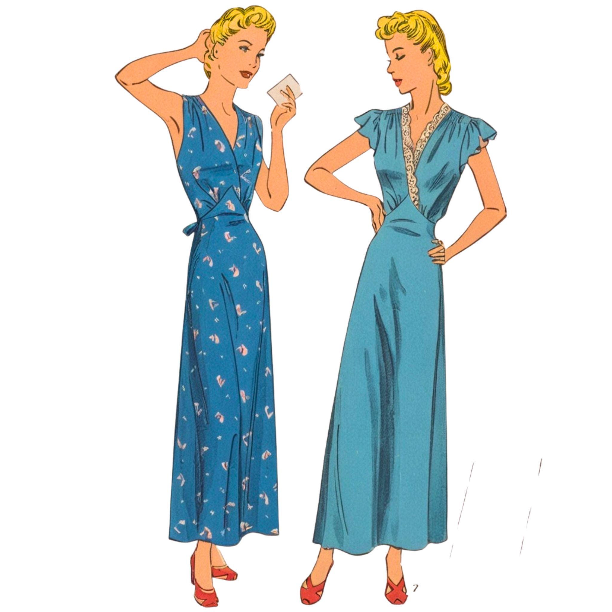 PDF - 1940s Sewing Pattern: Elegant Nightgown - Bust 40” (102cm) - Instantly Print at Home