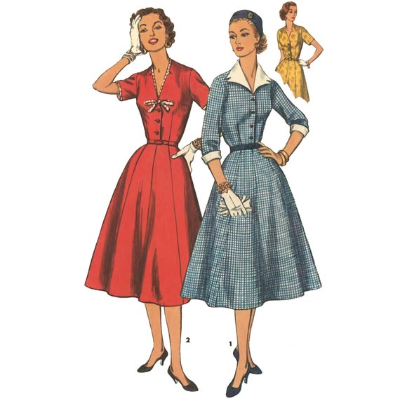 Vintage 1950 s Sewing Pattern Rockabilly Swing Dress Bust 37 94cm