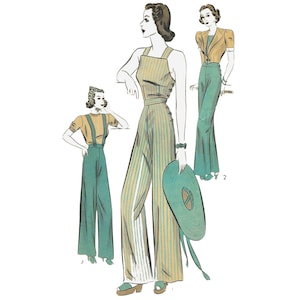 PDF - Vintage 1930s Pattern – Slacks or Overalls, Suspenders & Jacket - Bust 36" (91.4cm) - Download