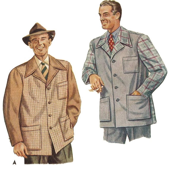 Vintage 1940's Sewing Pattern: Men's Sports Jacket - Various Sizes