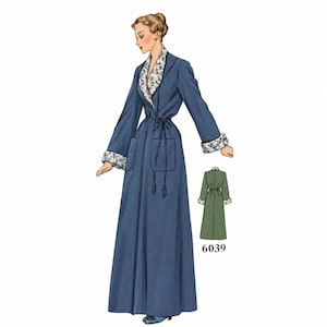 Patron de couture PDF des années 1940 : Peignoir pour femme, tour de poitrine 107 cm (42 pouces) - Télécharger