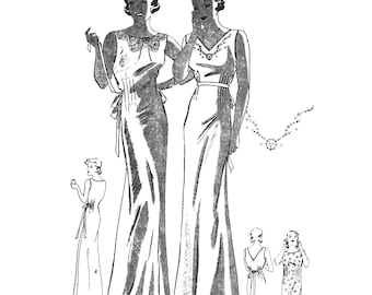 Vintage 1930's Sewing Pattern: Elegant WW2 Nightgown - 36" (91.4cm)