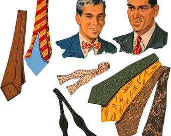 PDF - Vintage 1940&#39;s Sewing Pattern, Debonair Men&#39;s & Boy&#39;s Ties - Download
