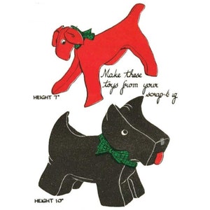 Vintage 1940s Sewing Pattern - Economy Design Terrier & Scottie Dog Toys - Height: 10&quot; (25.4cm)