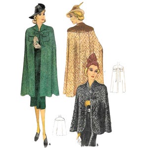 Vintage 1930s Pattern – Cape Coat - 3 Styles - Bust: 32” – 34” (81.3cm-86.4cm)