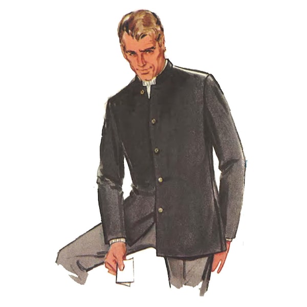PDF - 1960's Sewing Pattern:  Men's Nehru Jacket - the Beatles - Chest 40" (102cm) - Instantly Print at Home