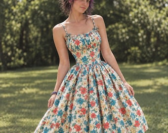 1950s Marilyn Dress Sewing Pattern: Easy Bombshell Style, Bust 33-41"(84-104cm) - Multi-sized