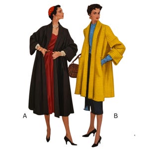 PDF - Patron vintage des années 50 - Manteau « Attention » en deux longueurs - Tour de poitrine (91,4 cm) - Télécharger
