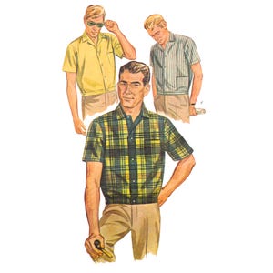 PDF - 1960s Sewing Pattern, Men’s Shirt - Chest: 38” (97cm) - Download