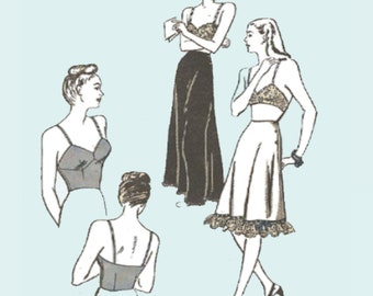 PDF Bust 34 86.4cm Vintage 1940/'s Bra Pattern: Women/'s Brassier -Instantly Print at Home