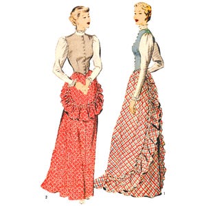 PDF - Vintage 1950er Jahre Schnittmuster, Bluse, Weste & Rock - Oberweite: 81.3 cm - Download
