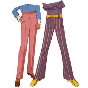 1970s Schnittmuster für Herren-Hosen & Schlag-Böden (Taille 92cm) (PDF Download)
