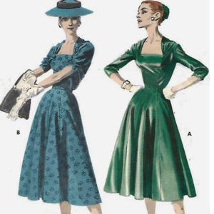 PDF - Patrón de costura vintage de los años 50: vestido de ajuste versátil Rockabilly - Busto 36" (91 cm) - Descargar