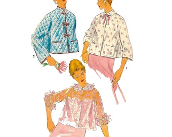 PDF - Vintage 1950s Pattern – Bed Jacket or Not! 'Easy to Make' - Bust: 38” (96.5cm) - Instantly Print at Home