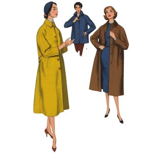 PDF - 1950&#39;s Sewing Pattern: Women&#39;s Street Coat - Bust 32” (81.3cm) - Instanly Print at Home